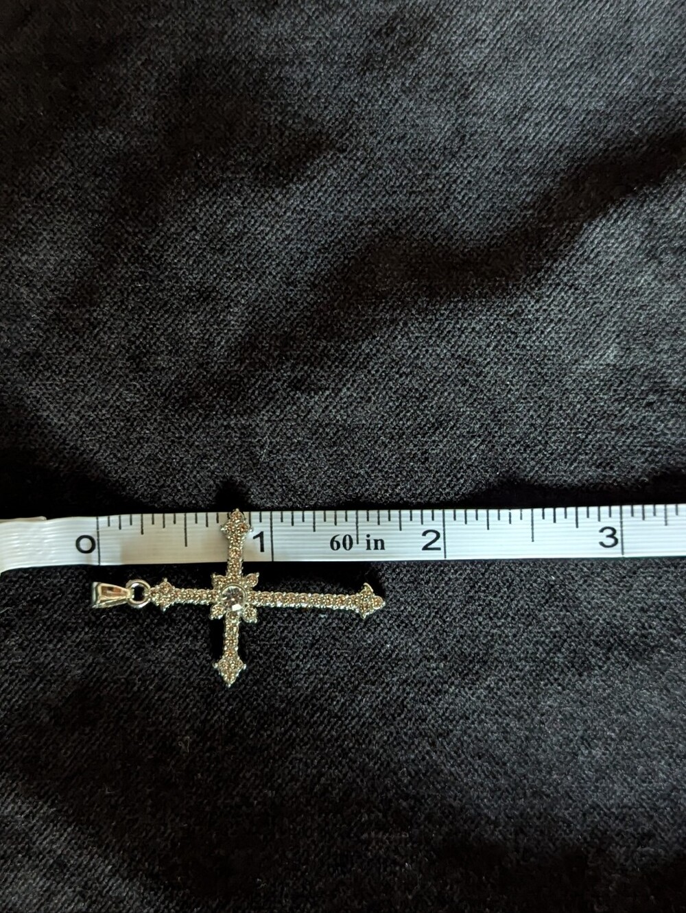 Silver Toned Zirconia Cross Pendant Necklace Religious Faith Christian Jewelry - Picture 5 of 6